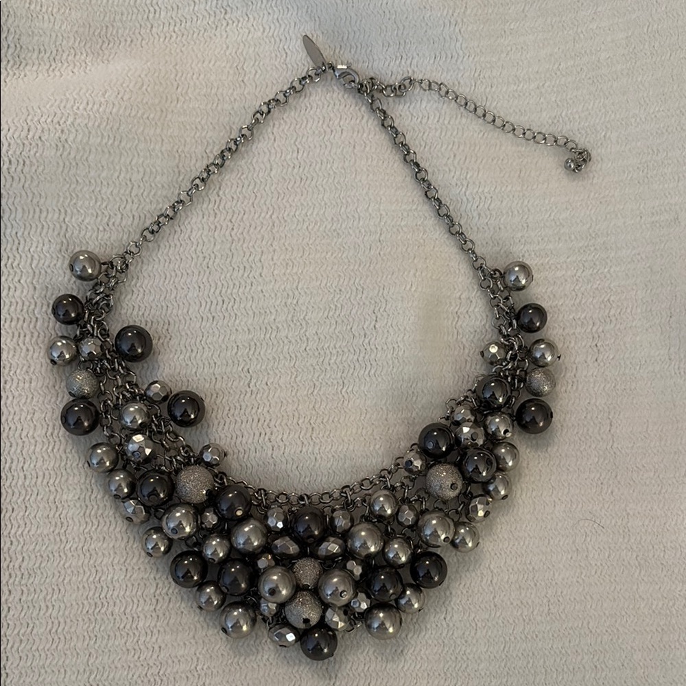 Elegant Silver and Black Statement Necklace